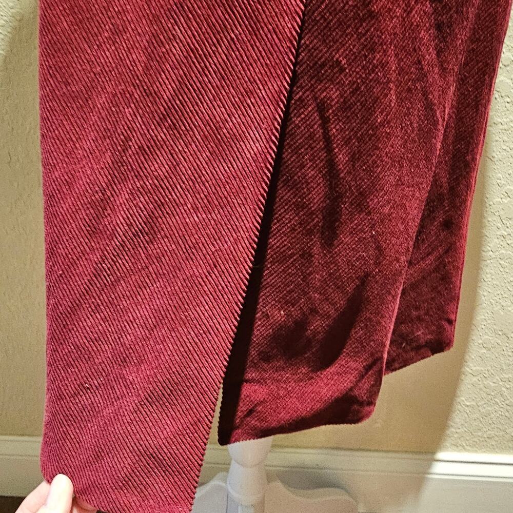Burgundy Corduroy Velvet S Long Coat Statement Dramatic Gothic Victorian Cosplay - Picture 16 of 16